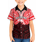 Custom Dolphins Kid Hawaiian Shirt Dolphin Warrior Polynesia Islander Rugby Mascot