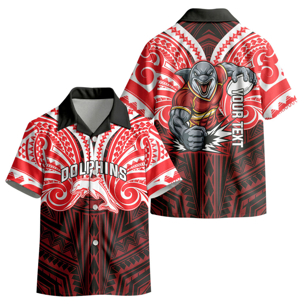Custom Dolphins Kid Hawaiian Shirt Dolphin Warrior Polynesia Islander Rugby Mascot