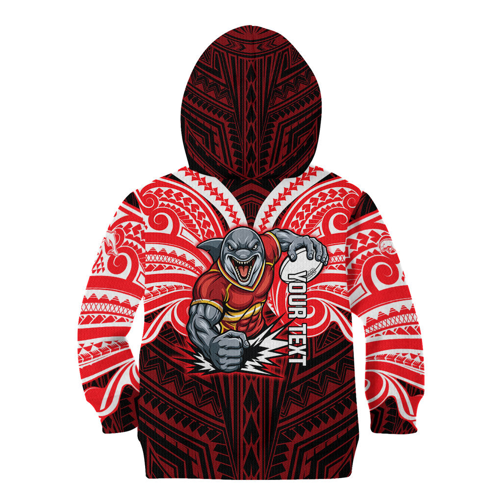 Custom Dolphins Kid Hoodie Dolphin Warrior Polynesia Islander Rugby Mascot