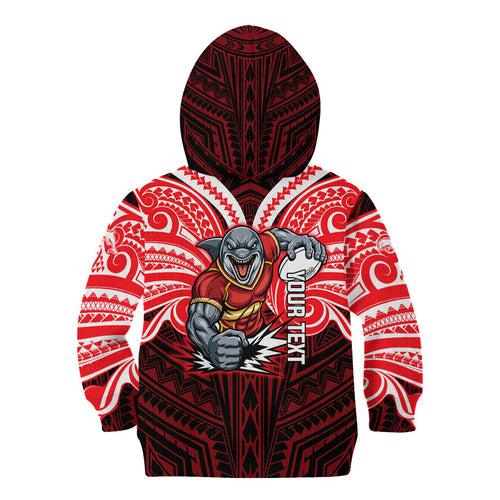 Custom Dolphins Kid Hoodie Dolphin Warrior Polynesia Islander Rugby Mascot
