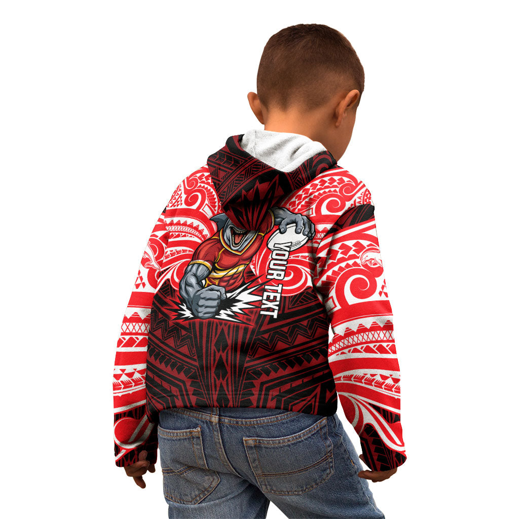 Custom Dolphins Kid Hoodie Dolphin Warrior Polynesia Islander Rugby Mascot