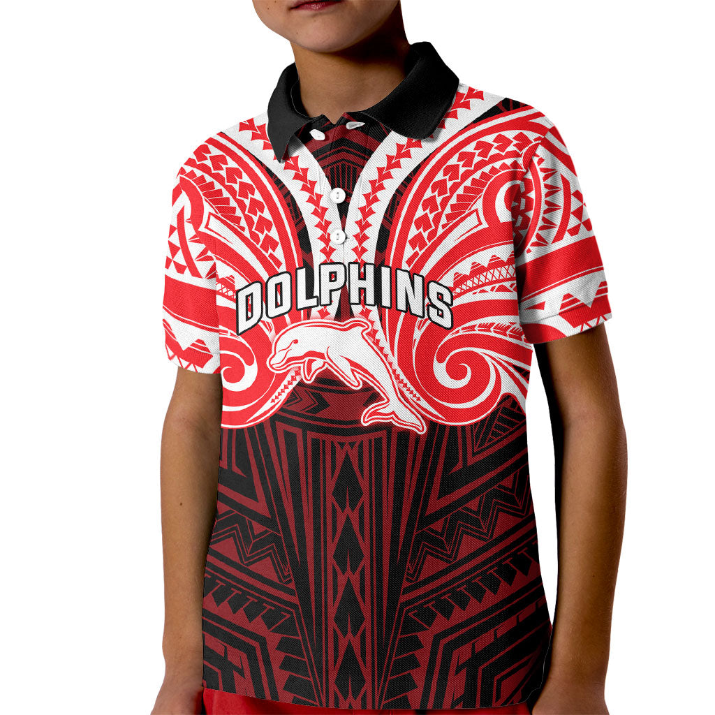 Custom Dolphins Kid Polo Shirt Dolphin Warrior Polynesia Islander Rugby Mascot