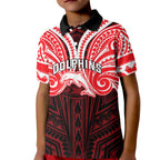 Custom Dolphins Kid Polo Shirt Dolphin Warrior Polynesia Islander Rugby Mascot