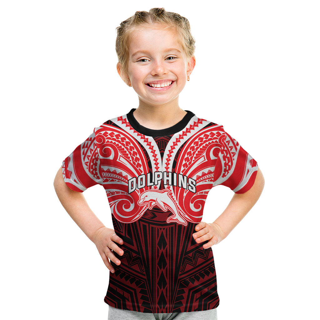 Custom Dolphins Kid T Shirt Dolphin Warrior Polynesia Islander Rugby Mascot