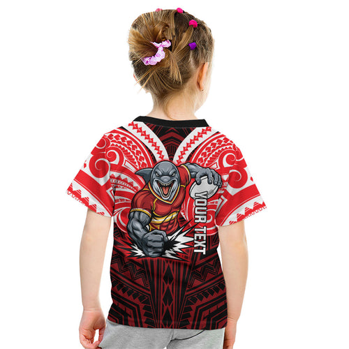 Custom Dolphins Kid T Shirt Dolphin Warrior Polynesia Islander Rugby Mascot