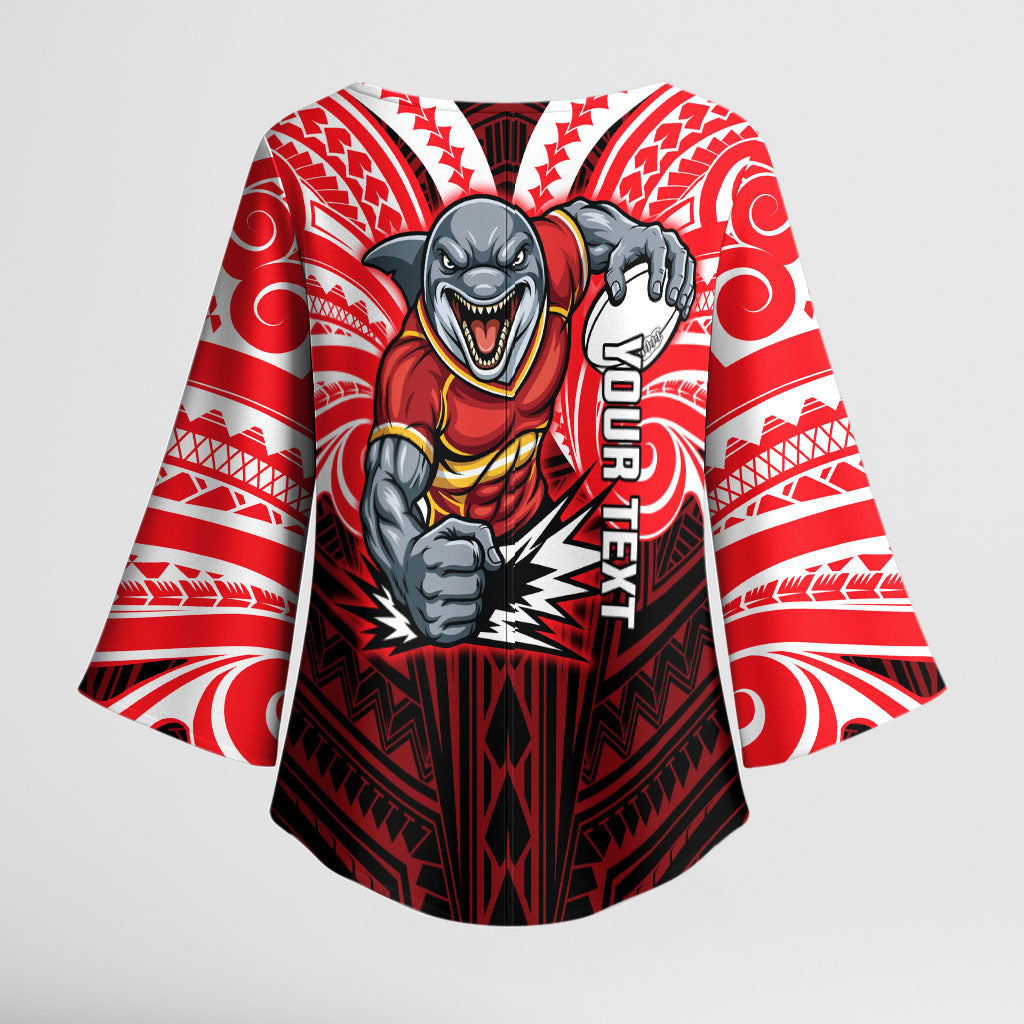 Custom Dolphins Kimono Sleeve Blouse Dolphin Warrior Polynesia Islander Rugby Mascot
