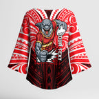 Custom Dolphins Kimono Sleeve Blouse Dolphin Warrior Polynesia Islander Rugby Mascot