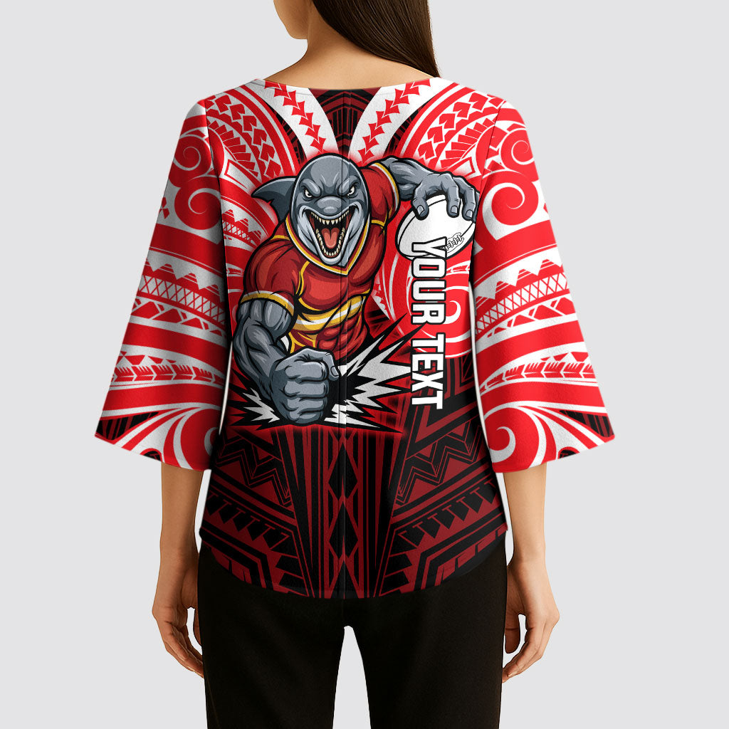 Custom Dolphins Kimono Sleeve Blouse Dolphin Warrior Polynesia Islander Rugby Mascot