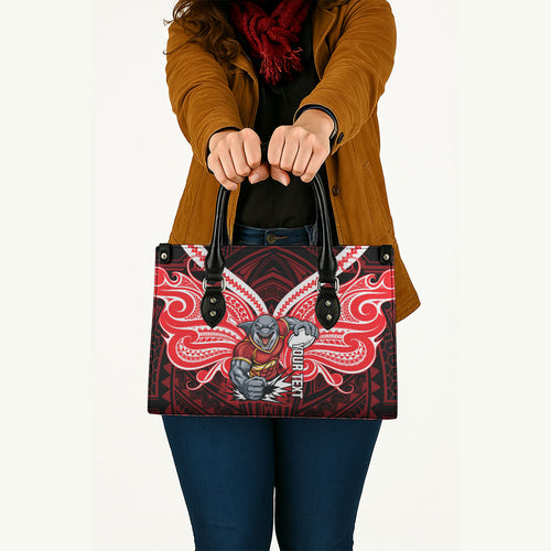 Custom Dolphins Leather Bag Dolphin Warrior Polynesia Islander Rugby Mascot