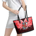 Custom Dolphins Leather Tote Bag Dolphin Warrior Polynesia Islander Rugby Mascot