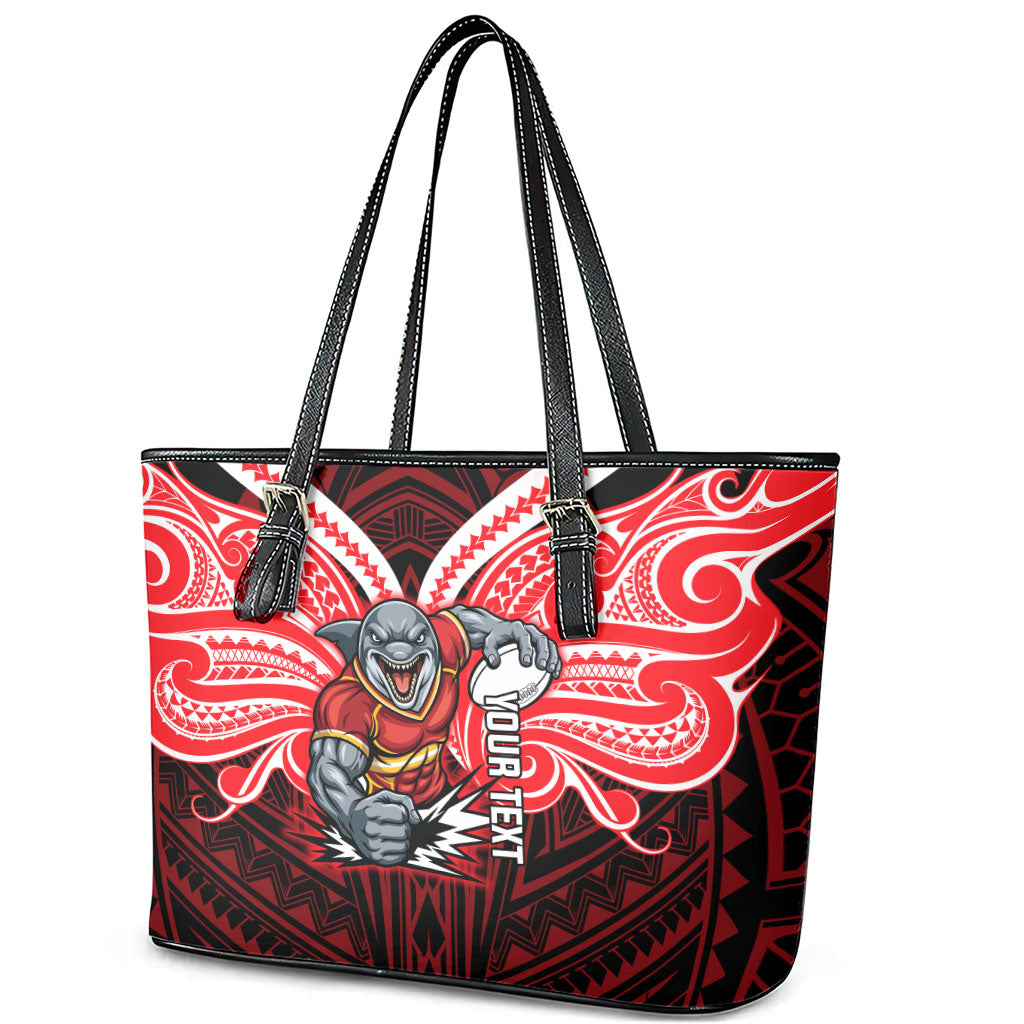 Custom Dolphins Leather Tote Bag Dolphin Warrior Polynesia Islander Rugby Mascot