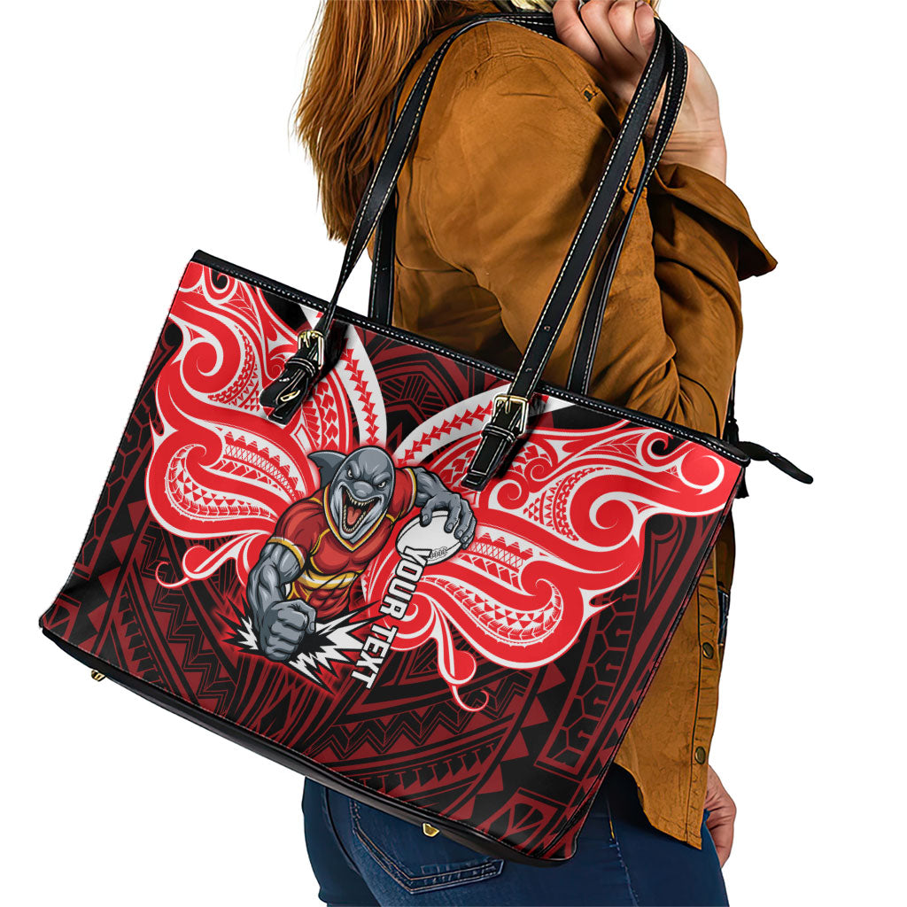 Custom Dolphins Leather Tote Bag Dolphin Warrior Polynesia Islander Rugby Mascot