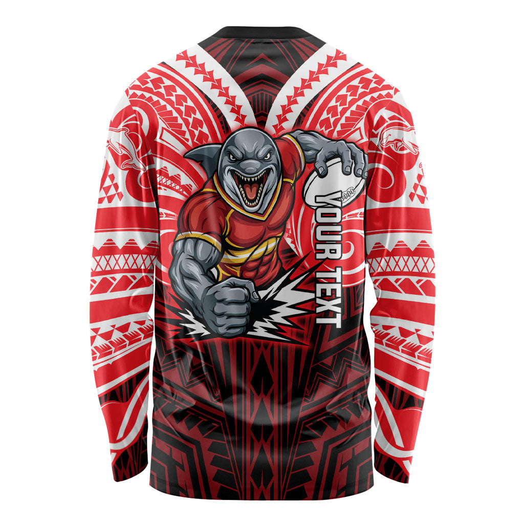 Custom Dolphins Long Sleeve Shirt Dolphin Warrior Polynesia Islander Rugby Mascot