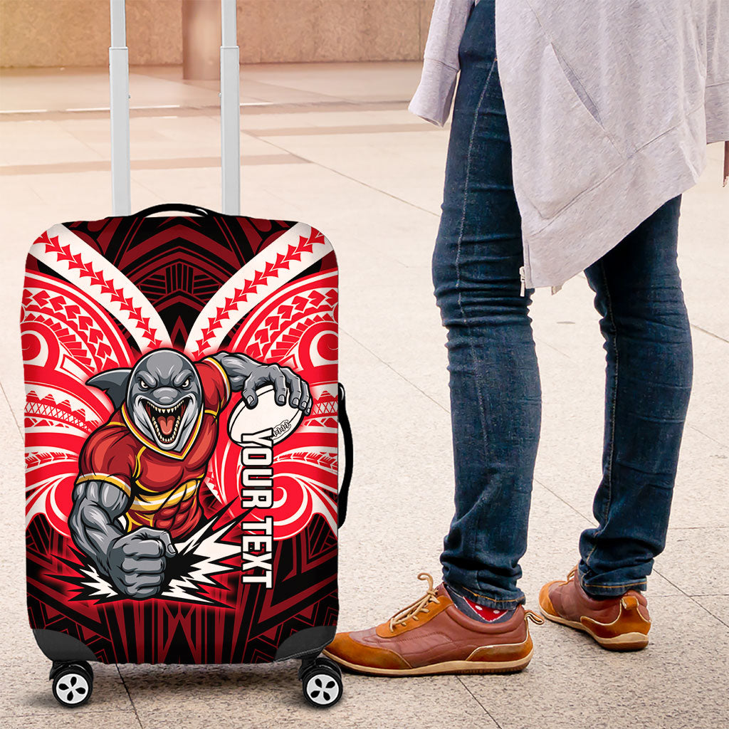 Custom Dolphins Luggage Cover Dolphin Warrior Polynesia Islander Rugby Mascot