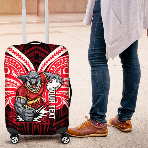 Custom Dolphins Luggage Cover Dolphin Warrior Polynesia Islander Rugby Mascot