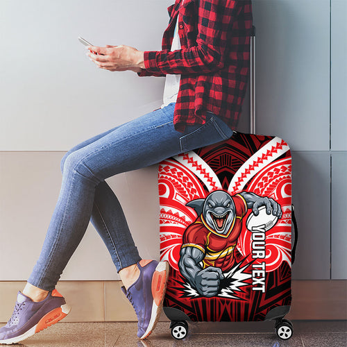 Custom Dolphins Luggage Cover Dolphin Warrior Polynesia Islander Rugby Mascot