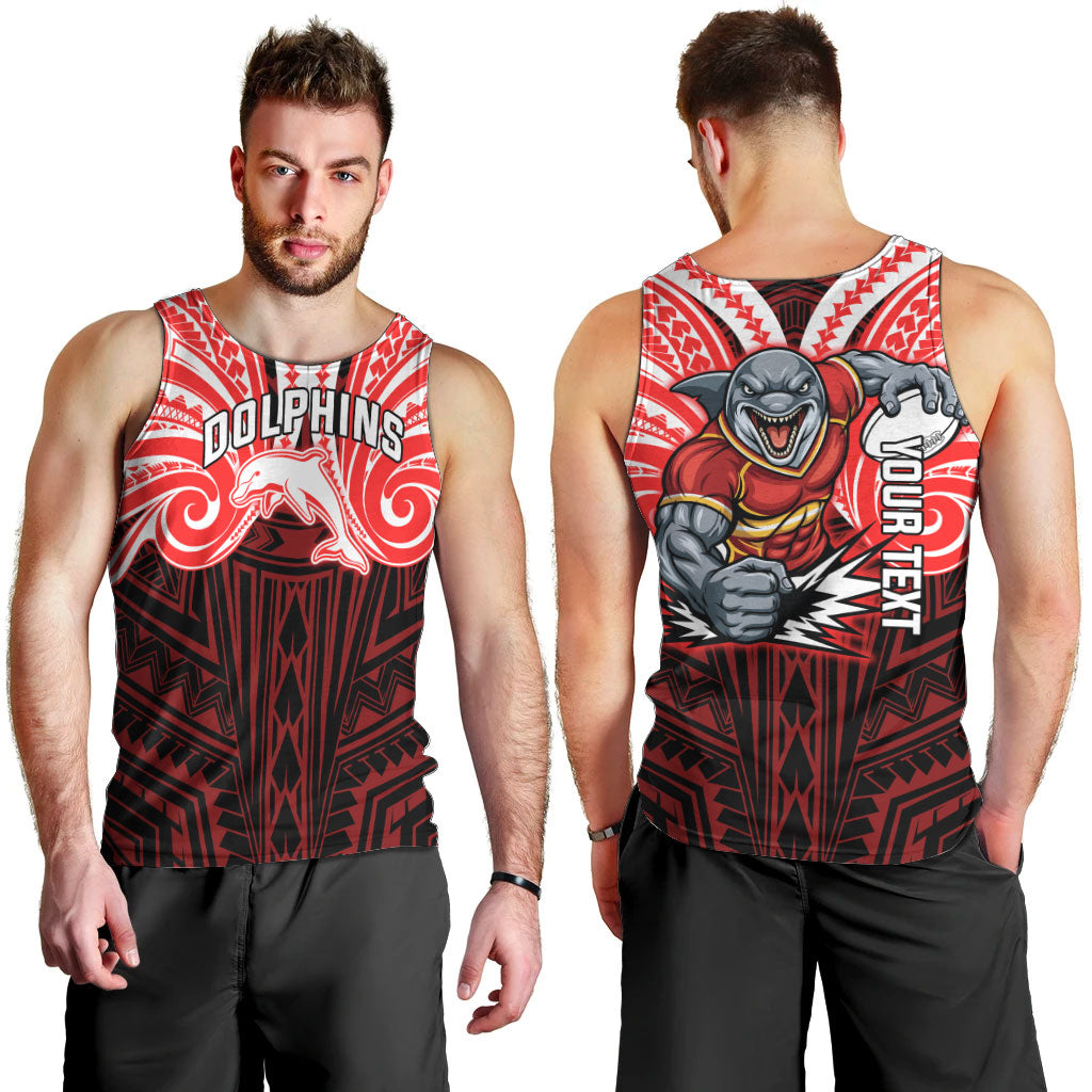Custom Dolphins Men Tank Top Dolphin Warrior Polynesia Islander Rugby Mascot
