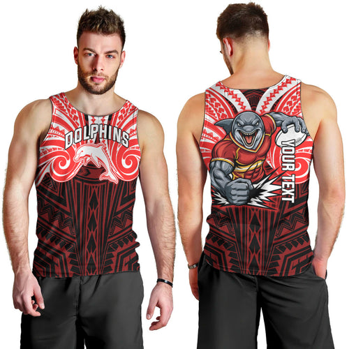 Custom Dolphins Men Tank Top Dolphin Warrior Polynesia Islander Rugby Mascot