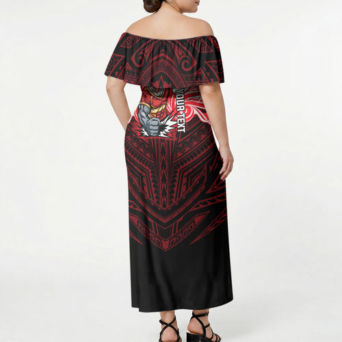 Custom Dolphins Off Shoulder Maxi Dress Dolphin Warrior Polynesia Islander Rugby Mascot