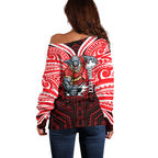 Custom Dolphins Off Shoulder Sweater Dolphin Warrior Polynesia Islander Rugby Mascot