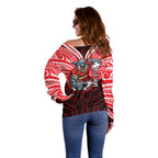 Custom Dolphins Off Shoulder Sweater Dolphin Warrior Polynesia Islander Rugby Mascot