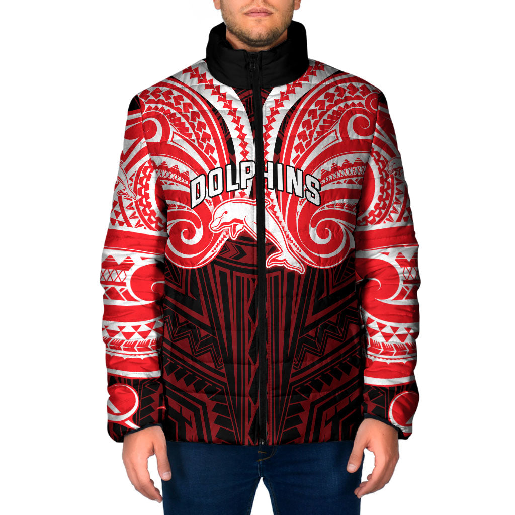 Custom Dolphins Padded Jacket Dolphin Warrior Polynesia Islander Rugby Mascot