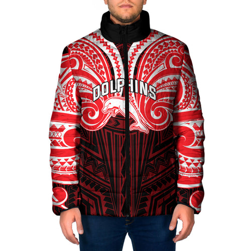 Custom Dolphins Padded Jacket Dolphin Warrior Polynesia Islander Rugby Mascot