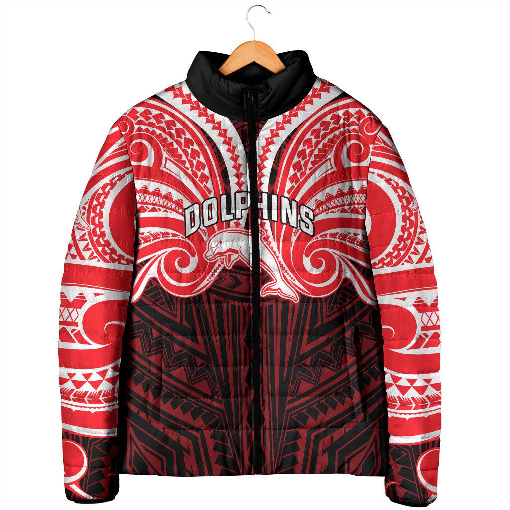 Custom Dolphins Padded Jacket Dolphin Warrior Polynesia Islander Rugby Mascot