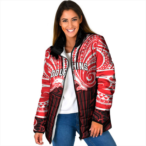 Custom Dolphins Padded Jacket Dolphin Warrior Polynesia Islander Rugby Mascot