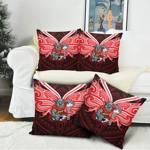 Custom Dolphins Pillow Cover Dolphin Warrior Polynesia Islander Rugby Mascot