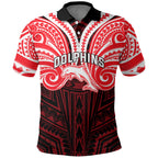 Custom Dolphins Polo Shirt Dolphin Warrior Polynesia Islander Rugby Mascot