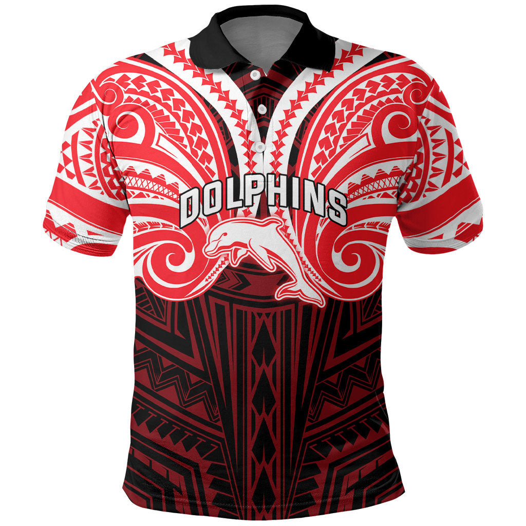 Custom Dolphins Polo Shirt Dolphin Warrior Polynesia Islander Rugby Mascot