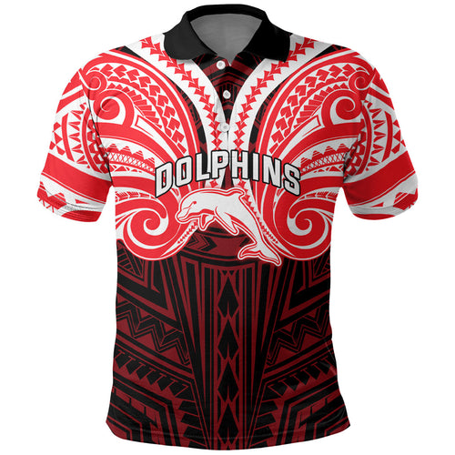 Custom Dolphins Polo Shirt Dolphin Warrior Polynesia Islander Rugby Mascot