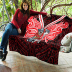 Custom Dolphins Quilt Dolphin Warrior Polynesia Islander Rugby Mascot