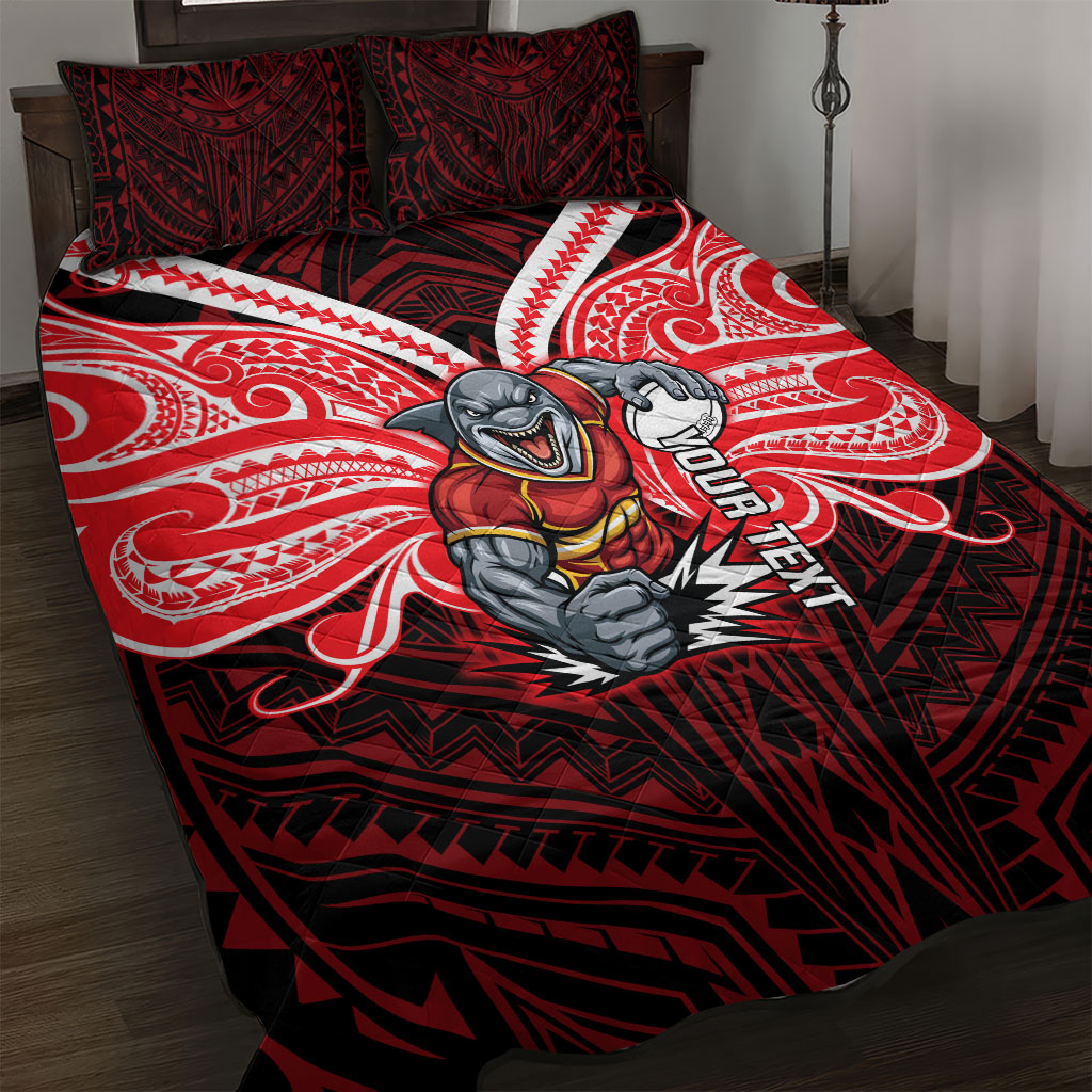 Custom Dolphins Quilt Bed Set Dolphin Warrior Polynesia Islander Rugby Mascot
