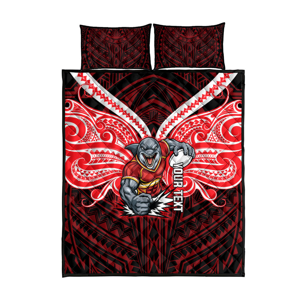 Custom Dolphins Quilt Bed Set Dolphin Warrior Polynesia Islander Rugby Mascot
