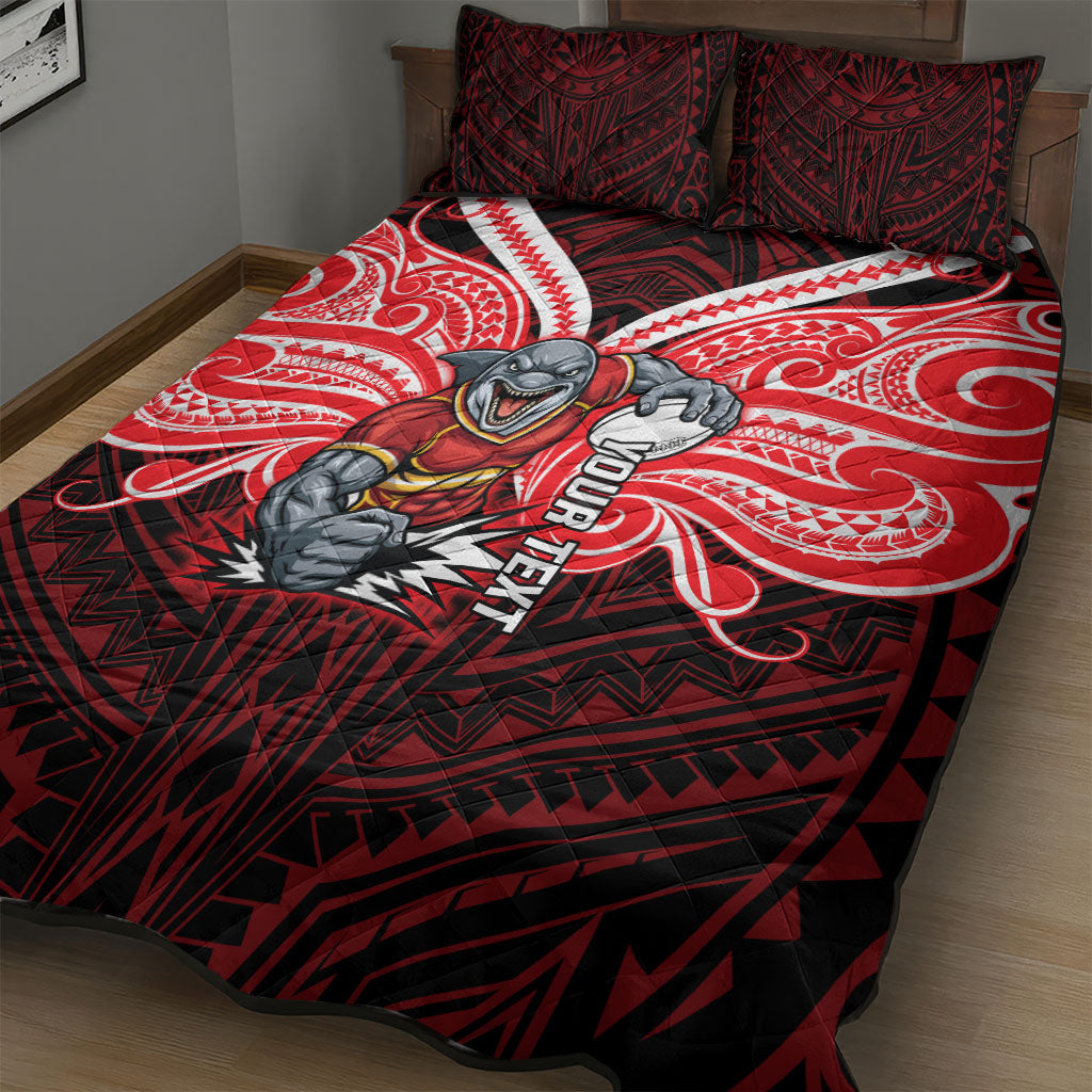 Custom Dolphins Quilt Bed Set Dolphin Warrior Polynesia Islander Rugby Mascot
