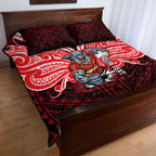 Custom Dolphins Quilt Bed Set Dolphin Warrior Polynesia Islander Rugby Mascot