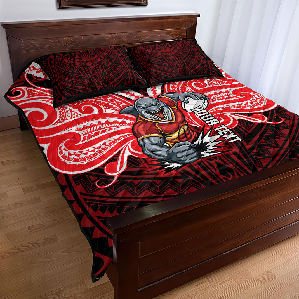 Custom Dolphins Quilt Bed Set Dolphin Warrior Polynesia Islander Rugby Mascot