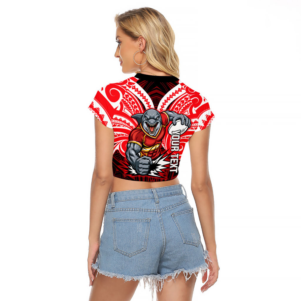 Custom Dolphins Raglan Cropped T Shirt Dolphin Warrior Polynesia Islander Rugby Mascot