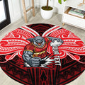 Custom Dolphins Round Carpet Dolphin Warrior Polynesia Islander Rugby Mascot