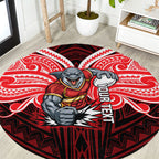 Custom Dolphins Round Carpet Dolphin Warrior Polynesia Islander Rugby Mascot
