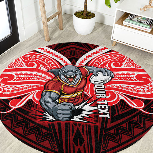 Custom Dolphins Round Carpet Dolphin Warrior Polynesia Islander Rugby Mascot