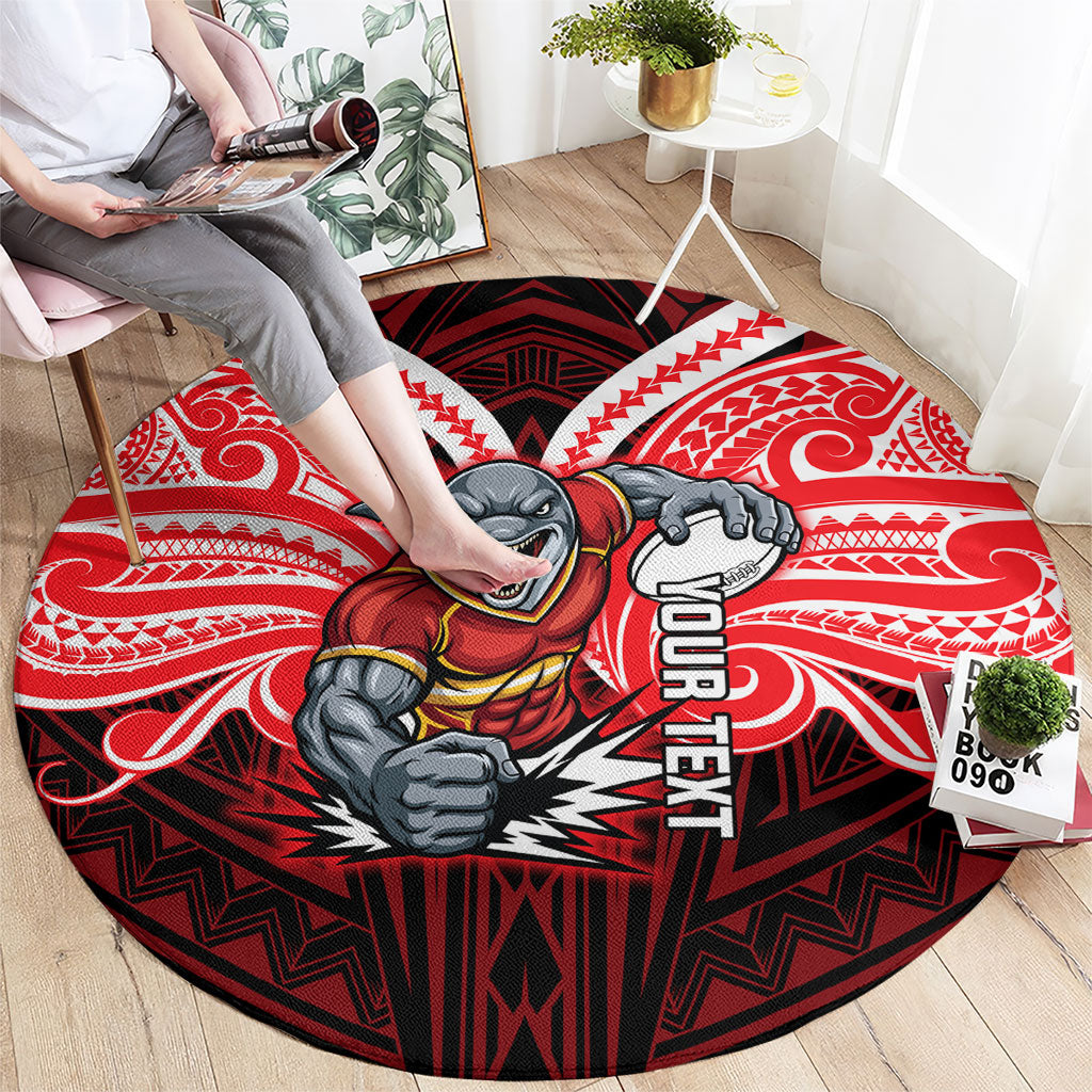 Custom Dolphins Round Carpet Dolphin Warrior Polynesia Islander Rugby Mascot