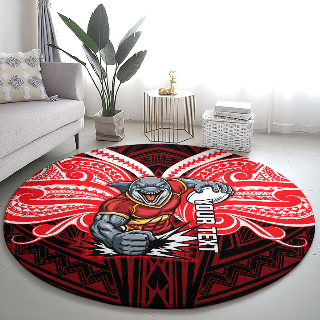 Custom Dolphins Round Carpet Dolphin Warrior Polynesia Islander Rugby Mascot
