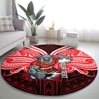 Custom Dolphins Round Carpet Dolphin Warrior Polynesia Islander Rugby Mascot