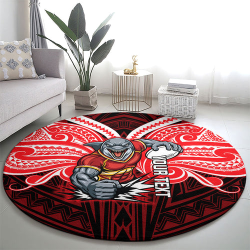 Custom Dolphins Round Carpet Dolphin Warrior Polynesia Islander Rugby Mascot