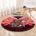 Custom Dolphins Round Carpet Dolphin Warrior Polynesia Islander Rugby Mascot