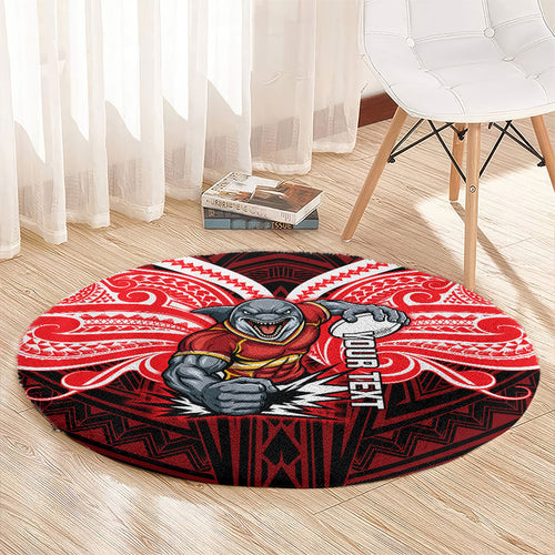 Custom Dolphins Round Carpet Dolphin Warrior Polynesia Islander Rugby Mascot