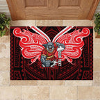 Custom Dolphins Rubber Doormat Dolphin Warrior Polynesia Islander Rugby Mascot